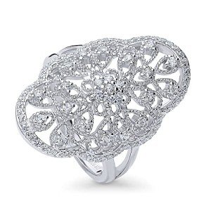 BERRICLE Rhodium-Plated Silver Round Cubic Zirconia