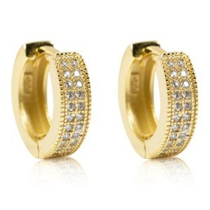 14K Gold Plated CZ Small Huggie Hoop Earrings