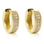 14K Gold Plated CZ Small Huggie Hoop Earrings
