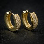 14K Gold Plated CZ Small Huggie Hoop Earrings