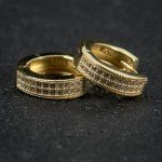 14K Gold Plated CZ Small Huggie Hoop Earrings
