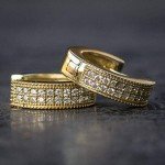 14K Gold Plated CZ Small Huggie Hoop Earrings