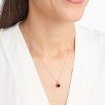Sterling Silver Round Cut Garnet Pendant Necklace