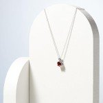 Sterling Silver Round Cut Garnet Pendant Necklace