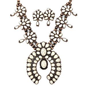 Turquoise Squash Blossom Necklace & Earrings Set