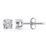Sparkling Sterling Silver Round Diamond Stud Earrings
