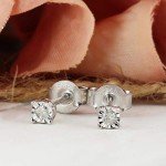 Sparkling Sterling Silver Round Diamond Stud Earrings
