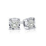 Sparkling Sterling Silver Round Diamond Stud Earrings