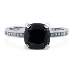 BERRICLE 3 Carat Black Cushion Cut CZ Ring