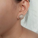 Rose Gold Clip-On Earrings with Pave Crystals