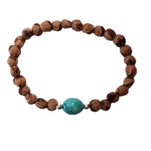 Stretch Bead Bracelet with Kingman Turquoise Nugget
