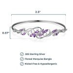 Elegant Two-Tone Amethyst & Topaz Silver Bangle Bracelet