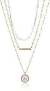 Lucky Brand Gold Pearl Beaded Charm Necklace
