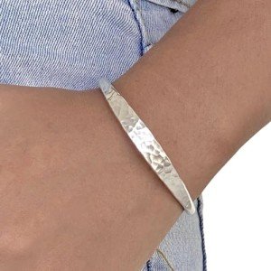 Hammered Sterling Silver Minimalist Cuff Bracelet
