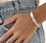 Hammered Sterling Silver Minimalist Cuff Bracelet