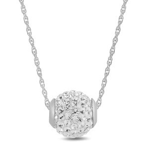 10K White Gold Swarovski Crystal Pendant Necklace