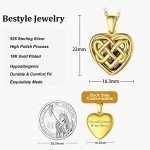 Gold Heart Locket Necklace with Celtic Knot Design