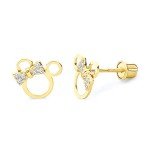 14k Gold Mouse Stud Earrings with Screw Back