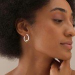 Sterling Silver High Polish Beaded Hoop Earrings