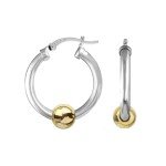 Sterling Silver High Polish Beaded Hoop Earrings
