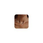 Dainty S925 Silver Layered Necklace with Diamond Pendant