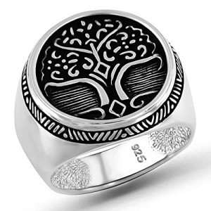 Men's 925 Silver Tree of Life Signet Ring