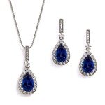 Sapphire Blue Wedding Necklace and Earring Set