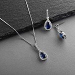 Sapphire Blue Wedding Necklace and Earring Set