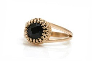 Intricate Rose Gold Black Onyx Ring for Women