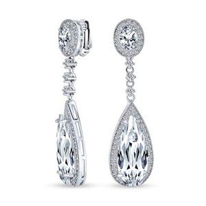 Bridal Teardrop Cubic Zirconia Clip-On Earrings