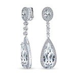 Bridal Teardrop Cubic Zirconia Clip-On Earrings