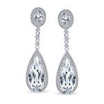 Bridal Teardrop Cubic Zirconia Clip-On Earrings