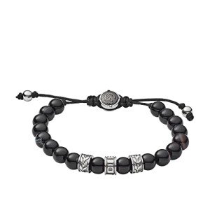 Diesel Unisex Black Stainless Steel Beaded Bracelet