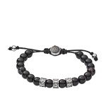 Diesel Unisex Black Stainless Steel Beaded Bracelet
