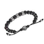 Diesel Unisex Black Stainless Steel Beaded Bracelet