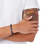 Diesel Unisex Black Stainless Steel Beaded Bracelet