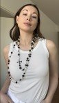 Layered Faux Pearl Camellia Flower Necklace