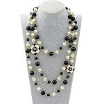 Layered Faux Pearl Camellia Flower Necklace