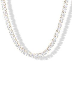 Gold Plated Tennis Necklace with Simulated Diamonds