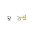 14k Gold Round CZ Stud Earrings with Pushbacks