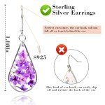 Sterling Silver Pressed Flower Teardrop Earrings