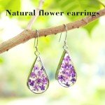 Sterling Silver Pressed Flower Teardrop Earrings
