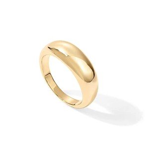 14K Gold Plated Croissant Dome Chunky Ring