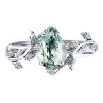 Moss Agate and Birthstone Sterling Silver Ring