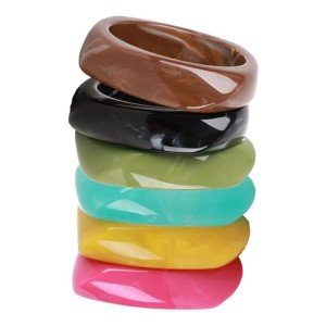 Colorful Acrylic Resin Chunky Bangle Bracelets Set
