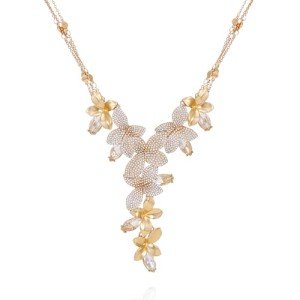 Floral Goldtone Crystal Statement Necklace by GUESS