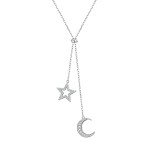 Double Layer Sterling Silver Moon Star Necklace