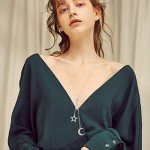 Double Layer Sterling Silver Moon Star Necklace