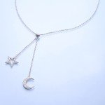 Double Layer Sterling Silver Moon Star Necklace