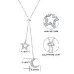 Double Layer Sterling Silver Moon Star Necklace